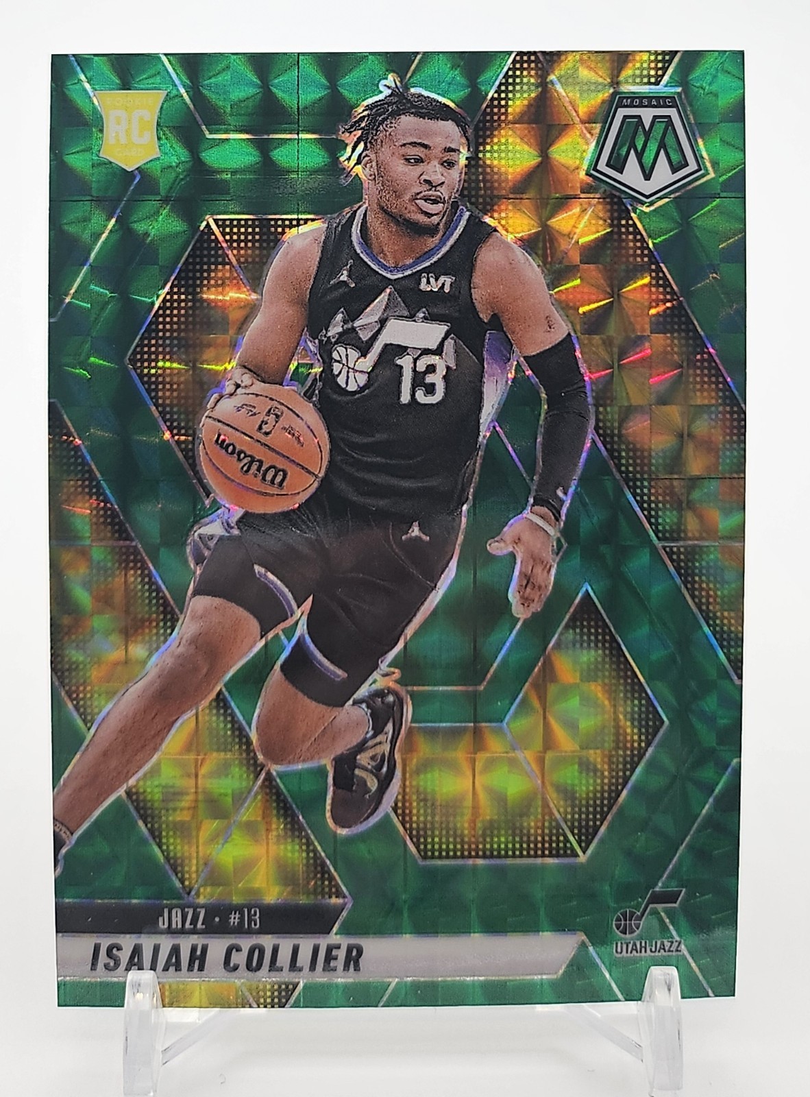2024-25 Panini Mosaic - Isaiah Collier #222 Green Mosaic Prizm (RC) Utah Jazz
