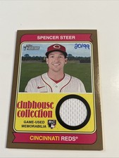 2023 Topps Heritage High Number Spencer Steer /99 Clubhouse Relic Gold Reds RC