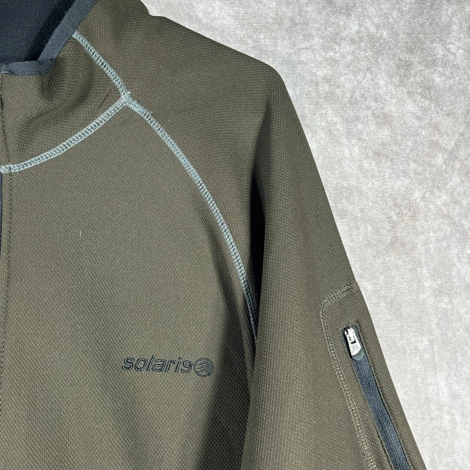 Suéter Solaris masculino XL verde oliva jaqueta pulôver 1/4 zíper manga longa atlética - Imagem 3 de 4