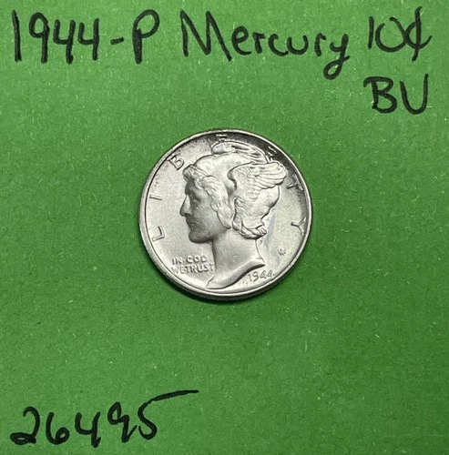 1944-P Mercury Dime 10c BU Uncirculated Coin  90% Silver