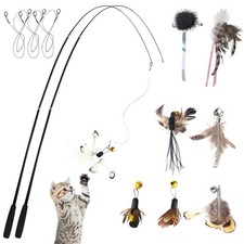 70'' Ultra Long Cat Wand Toy for Full Fun, Interactive Cat Toys for Indoor Ca...