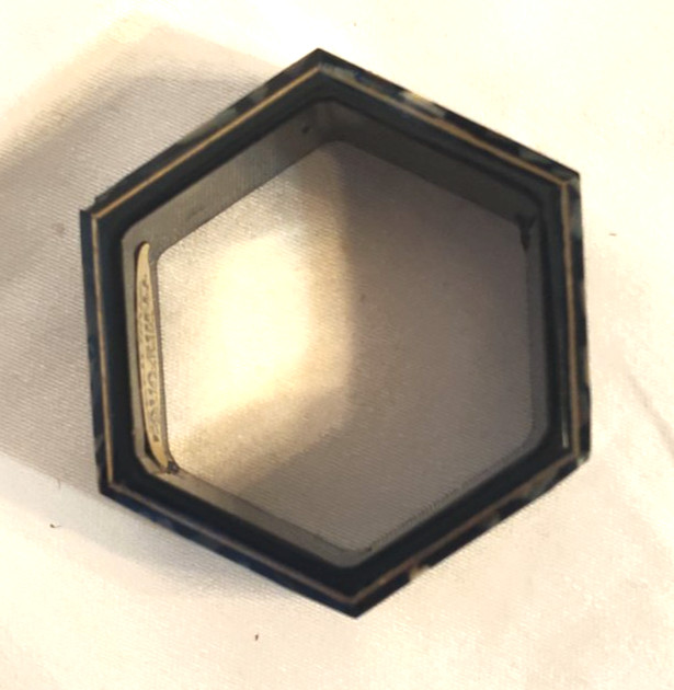 2 VTG "Koha" Speckled Paua / Abalone Shell Black Scarf Napkin Rings New Zealand