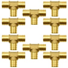 PEX Fittings 3/4 Inch Brass Tee Barb Connector Pipe Tubing Coupler 10 PCS