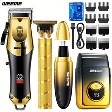 Men's Cordless Electric Hair Clipper Trimmer Shaver 4 Kit Set Rechargeable USB