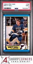 1989 O-PEE-CHEE #186 BRETT HULL 2ND YR BLUES HOF PSA 9