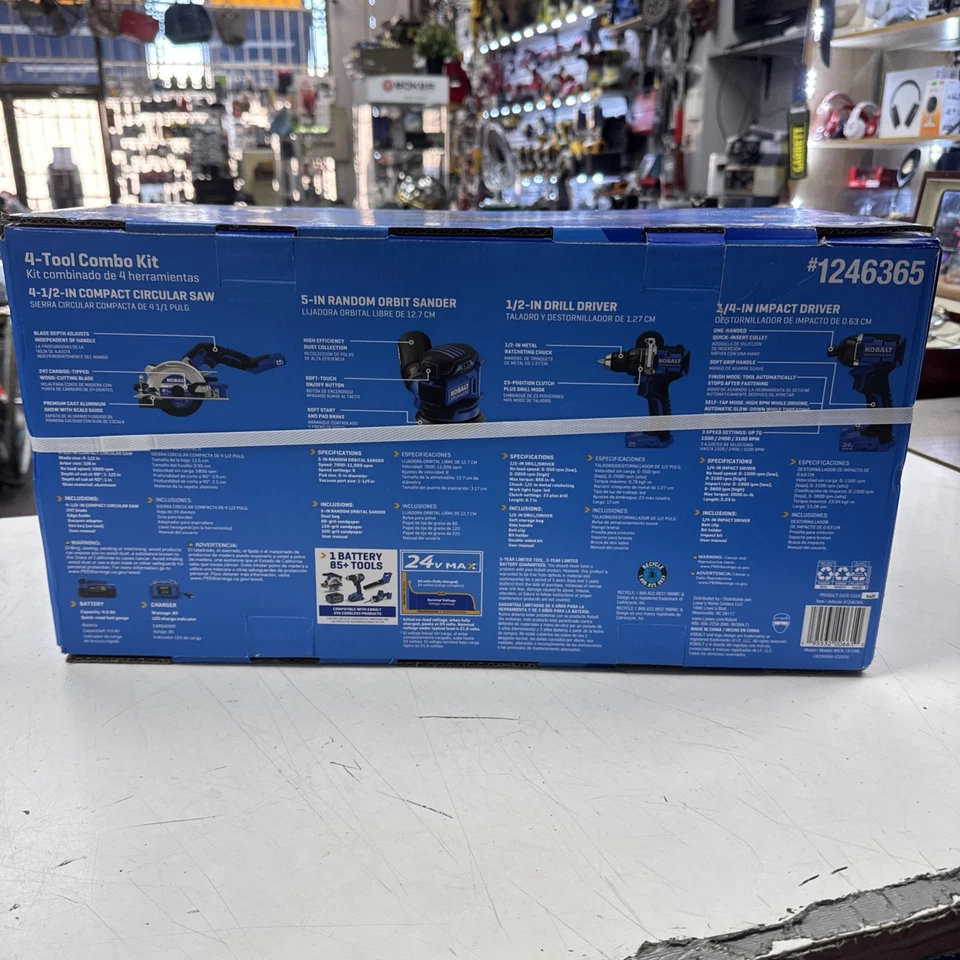 = Kobalt 4 Tool Combo Kit 4-1/2" Compact Circular Saw Sander Drill Driver Impact - Image 3 of 3