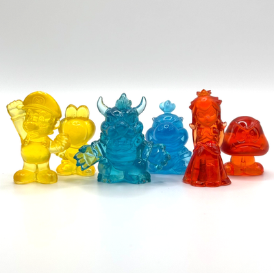 #ad Super Mario Clear Translucent Mini Figure 6pc Set Bowser Yoshi Goomba Peach Jr $39.98