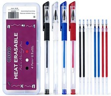 Heat Erasable Fabric Pens 4 Markers 8 Refills Disappearing Ink Sewing Quilting
