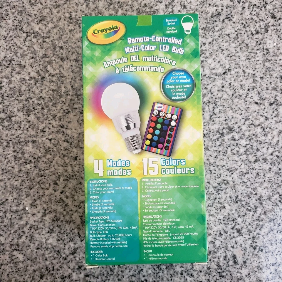 Crayola Remote Controlled Multi-Color LED Bulb. New. Open Box - Image 3 of 4