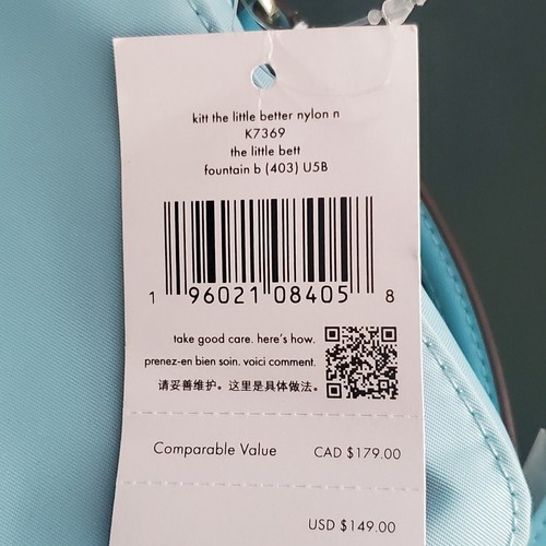 Kate Spade Kitt North South Nylon Handy Umhängetasche in Fountain Blue Neu mit Etikett - Bild 5 von 10