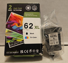 Replacement For HP 62XL Black  Tricolor Ink Cartridges - Lot Of 3 - New E