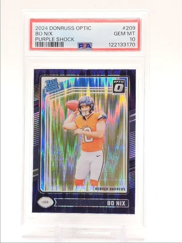 BO NIX 2024 DONRUSS OPTIC RATED ROOKIE PURPLE SHOCK B RC PSA 10 Q0004