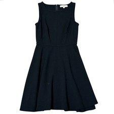 LOFT Black Sleeveless Women Size-0 Fit Flare Dress Zipper Back LBD A-Line Midi