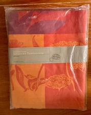 NIP World Market Autumn Leaf 100% Cotton Jacquard Tablecloth MSRP$70 Orange Rust