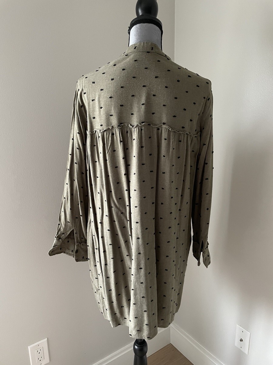 Zara Womens Green Dress w/ Black Polka Dots Size L | eBay