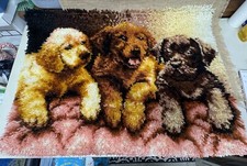 Finished 34x24  Labrador Retriever Lab Puppy Dogs Latch Hook Rug / Wall Decor