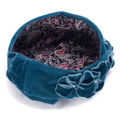 Womens Solid Color 1920 Retro Style Velvet Beret Floral Hat  display picture 2