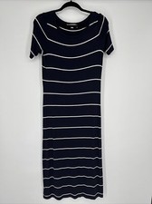 LOFT Navy and White Striped Maxi Dress PS