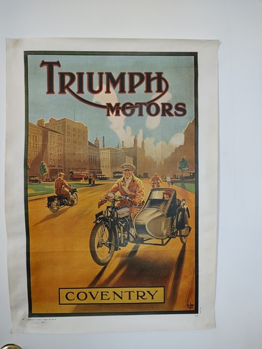 Vintage Triumph Motors Italian Reproduction Paper Poster - Picture 2 of 9