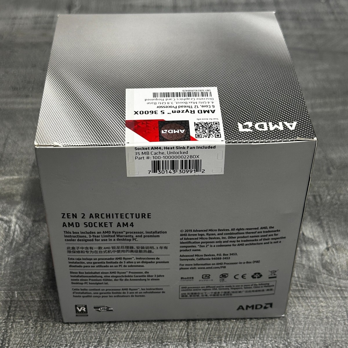 AMD Ryzen 5 3600X 100-000000022 6-Core 4.4GHz Max Turbo Speed CPU