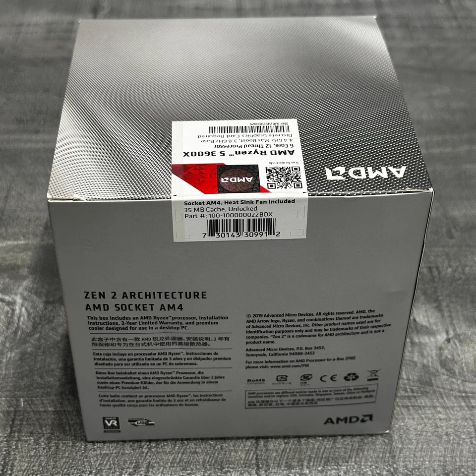 AMD Ryzen 5 3600X 100-000000022 6-Core 4.4GHz Max Turbo Speed CPU Processor NEW - Image 4 of 4