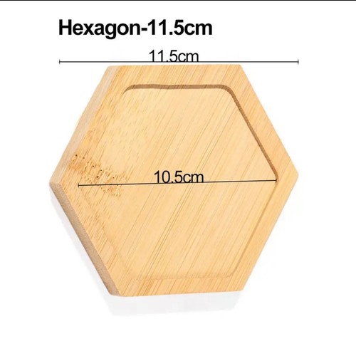 Bamboo Wood Tray Simple Round Square Hexagon Rectangle Flowerpot Base Planters - Picture 8 of 21