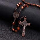 Wooden Catholic Rosary Beads Necklace with Christian Cross Religious Jewelry AU