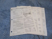 1973 CHEVROLET 6 V8 & VEGA FACTORY TUNE UP SPECIFICS SPEC MANUAL SHEETS SET