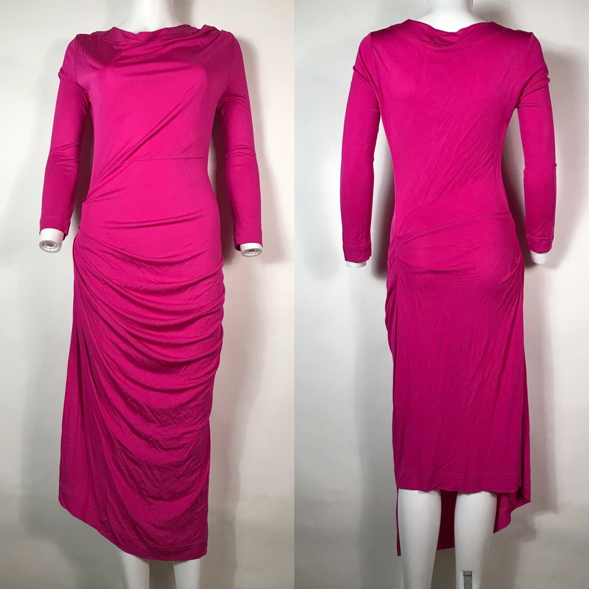 Vtg Vivienne Westwood Anglomania Pink Asymmetrical Dress M