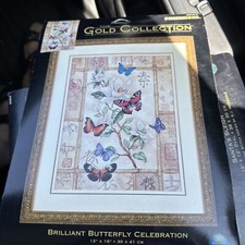 Dimensions Gold BRILLIANT BUTTERFLY CELEBRATION Cross Stitch Kit 35063 2001 USA