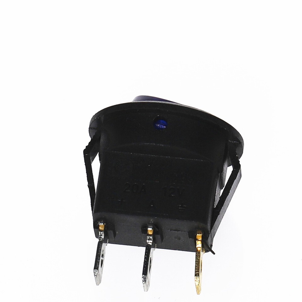 10Pcs 12V 3Pin Blue LED Rocker Switch SPST Dot Light Car Boat Auto ON ...