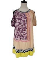 Anthropologie Leifnotes Brimming Borders Embroidered Bead Shift Dress Size 0 XS