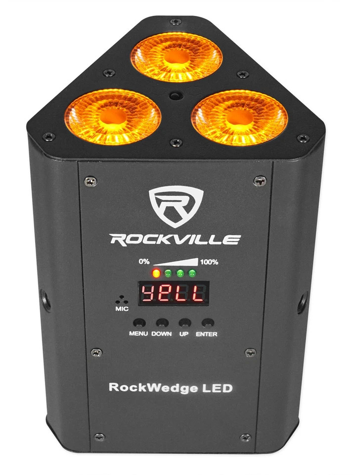 Rockville ROCKWEDGE PACKAGE BLACK (6) Battery Powered Wireless DMX Lights+Case - Image 2 of 4
