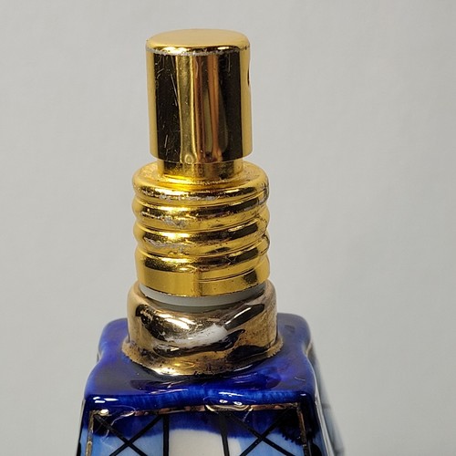 VTG Porcelain PERFUME Spray Bottle Hand Painted Blue Gold Eiffel Tower No Cap - Picture 7 of 14