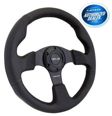 NRG Race Style Steering Wheel Black Leather with Black Stitch 320mm RST-012R