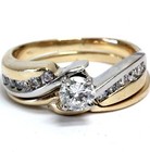 14k yellow white gold .72ct SI3-I1 J diamond round engagement wedding ring 7.5g — photo 1