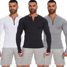 Men's 1/4 Zip Long Sleeve Shirt Quick Dry Running Tops Athletic Quarter T-Shirt