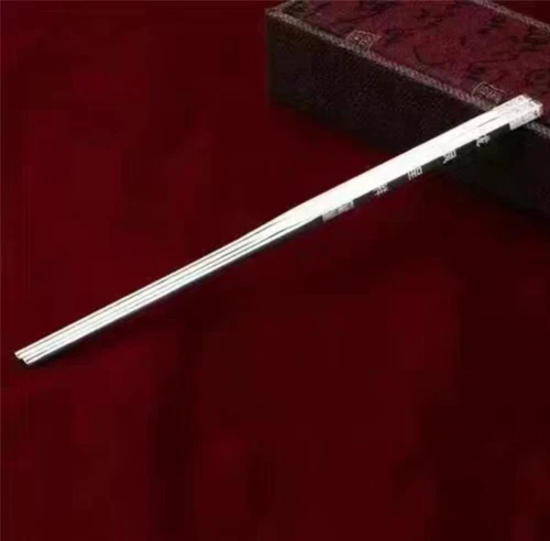 Certified 70g Solid 999 Sterling Silver A Pair Chopsticks Family - Picture 10 of 13