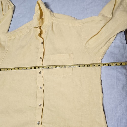 Camicia blusa donna Bryn Walker con bottoni taglia 2X lino giallo - Foto 9 di 14