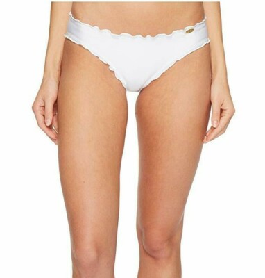 Luli Fama Cosita Buena Wavey Full Bikini Bottom White L141103 Women's Size L