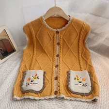 Women Knitted Tank Top Vest Crochet Waistcoat Gilet Retro Ethnic Mori Cardigan