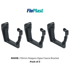 FloPlast Niagara Ogee Gutter Fascia Bracket BLACK 110mm RKN1 - PACK OF 3