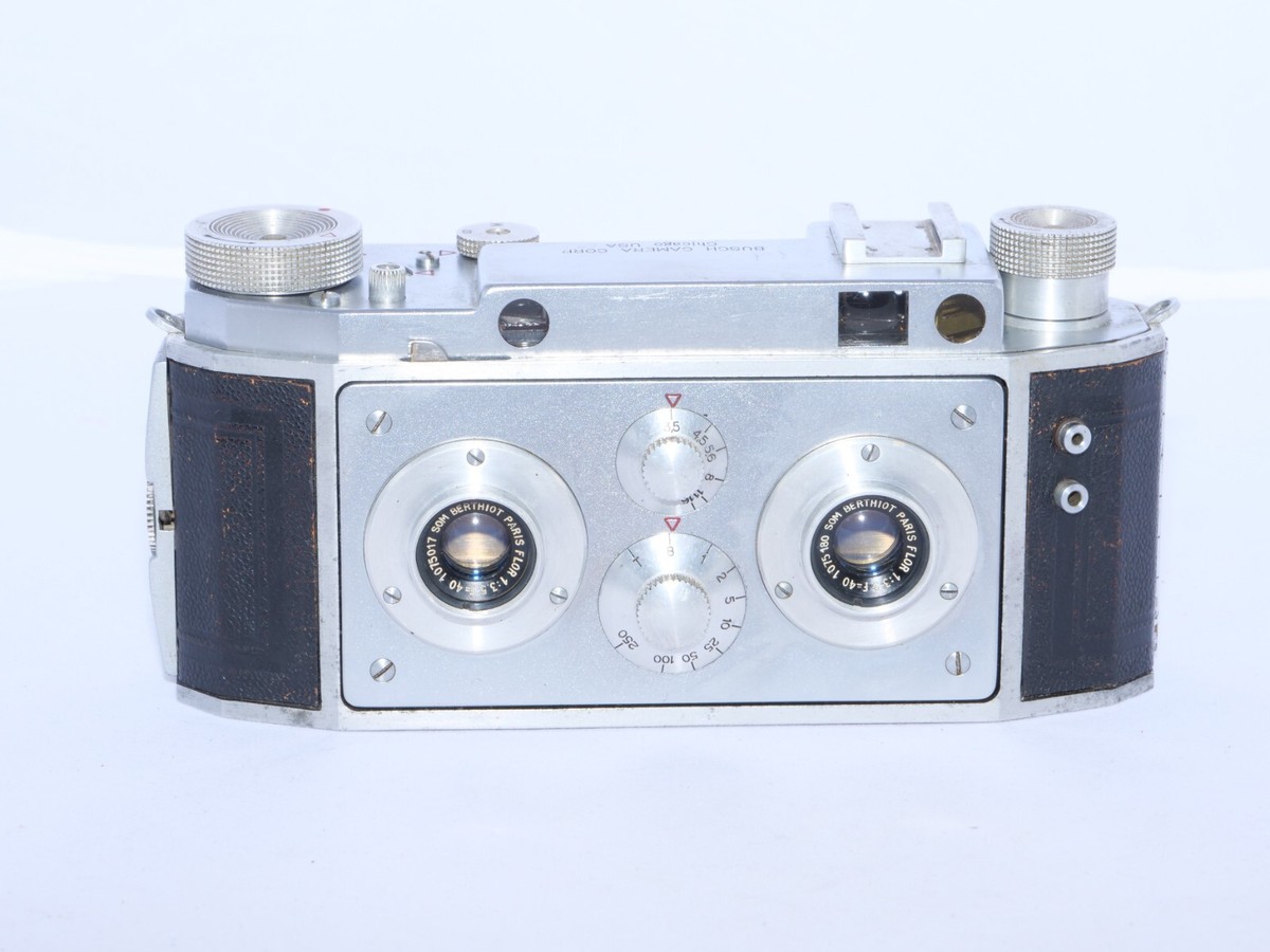 Busch Veriscope F40 3D Stereo Film Camera. Berthiot 40mm lenses
