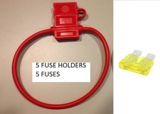 5 10 GAUGE ATC FUSE HOLDER With COVER 5 20 AMP FUSES IN-LINE 10 GA. USA