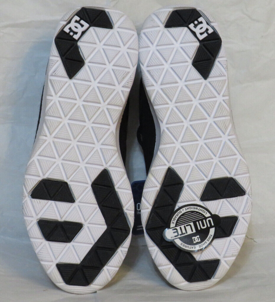 DC SHOES USA MENS SNEAKERS US 5 BLACK WHITE HEATHROW MESH STRETCH ORTHOLITE NIB