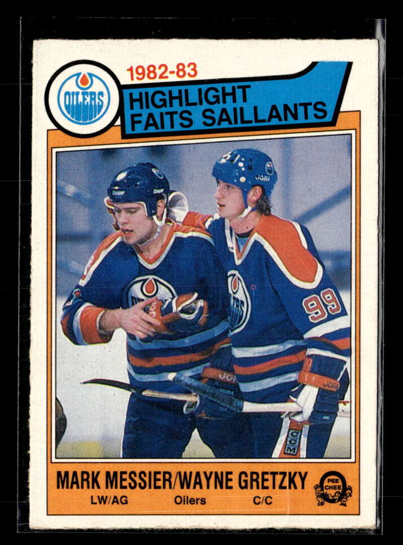 1983-84 O-Pee-Chee Mark Messier/Wayne Gretzky #23 Oilers Highlights EX Y5204
