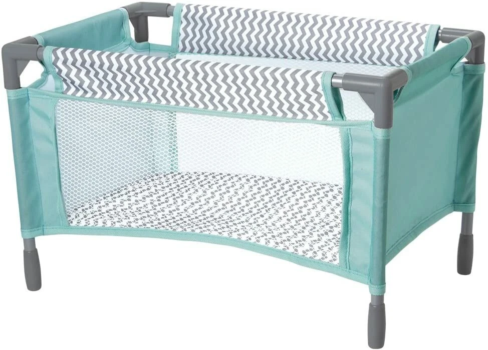 Baby Doll Crib Gender Neutral Zig Zag Designed Playpen Bed Toy