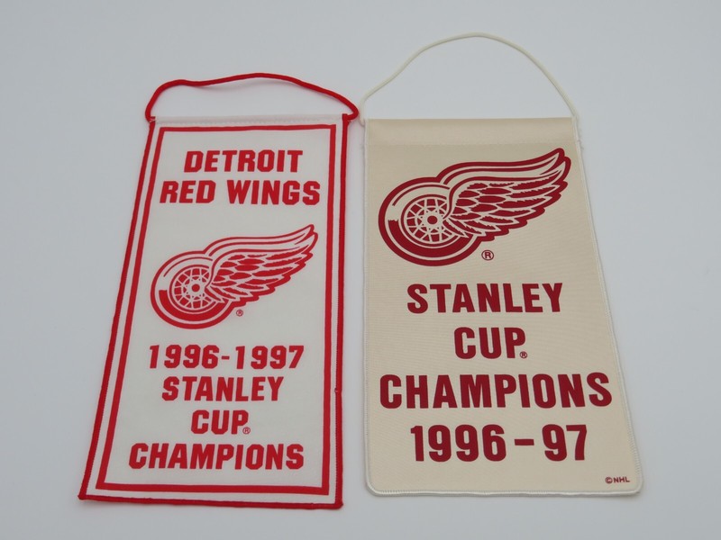 Vintage (2) 1996-97 NHL Hockey Detroit Red Wings Stanly Cup Champ Mini Banners