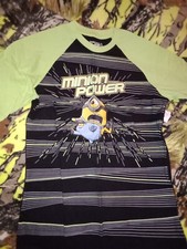 Minions T-shirt Boys Size XXL 18 Green/Black Stripe Short Sleeve Despicable Me