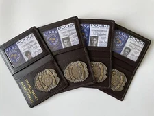 Resident Evil Stars Leon RACCOON Metal Badge DEP with Card ID Wallet Holder Case